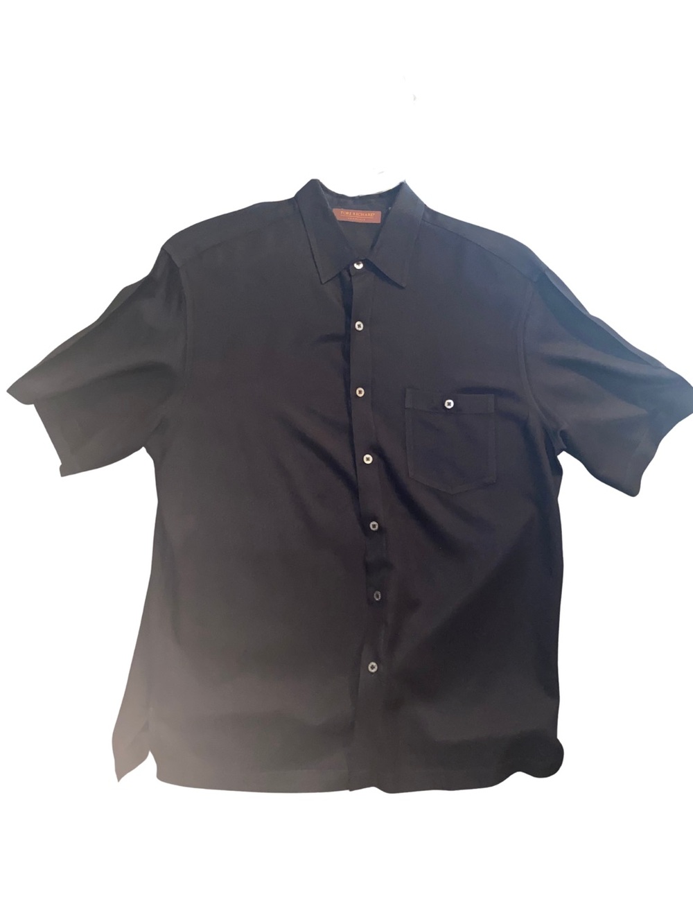 Tori Richard Honolulu L Silk Hawaiian Shirt Hula Girl Airplane Embroidered Black